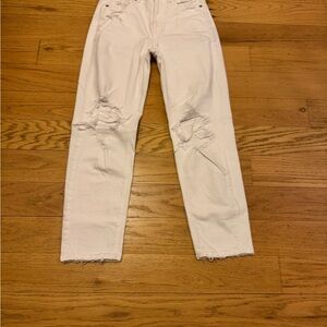 American Eagle Outfitters Women's Mom Straight White Jeans Size 4